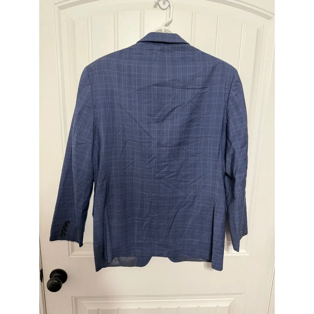 Banana Republic Blazer Mens 42S Blue Plaid Two Button Notch Lapel EUC